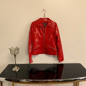 woman’s red jacket
